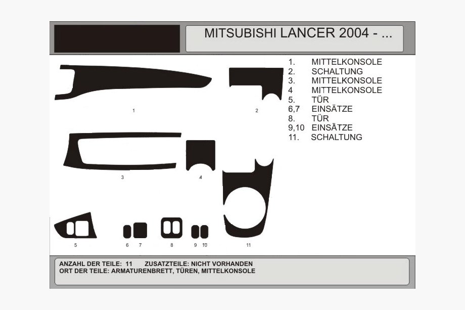 Mitsubishi Lancer 9 2004-2008 Dashboard Trim Covers (Hartman) Aluminum Image