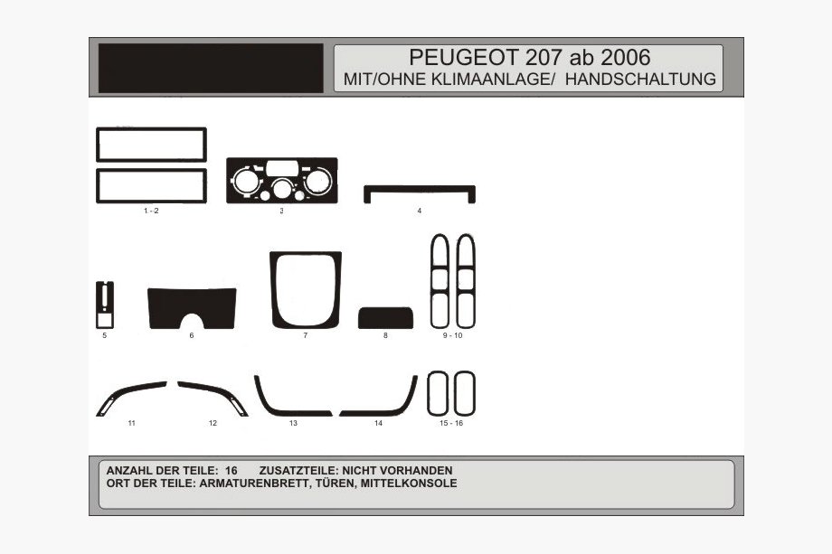 Peugeot 207 2006–2014 Dashboard Trim Covers (Hartman) Image