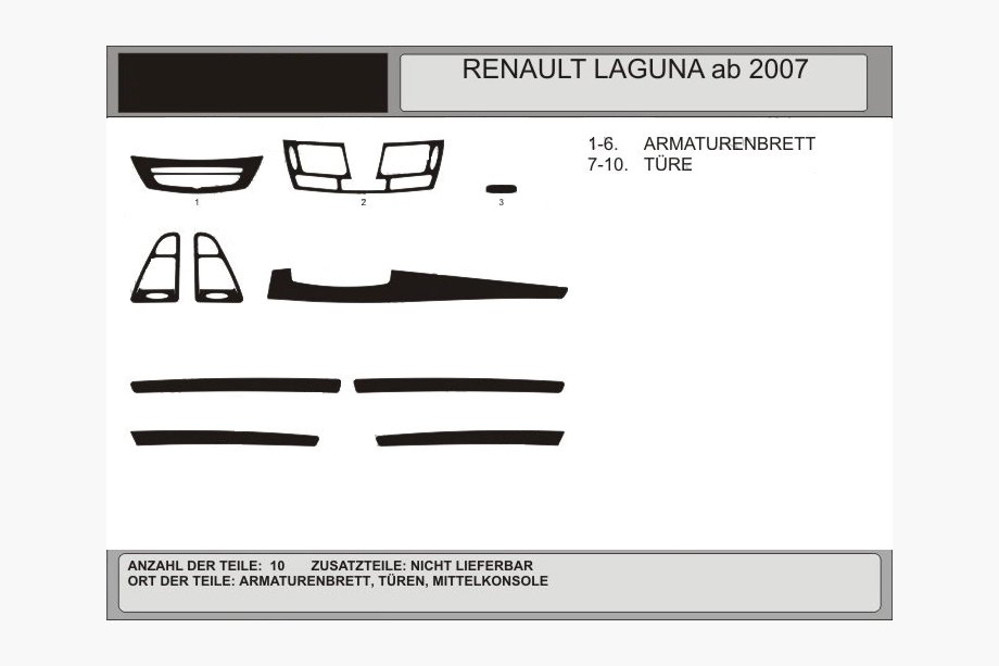 Renault Laguna 2007-2015 Dashboard Trim Covers (Hartman, Poland) Walnut Image