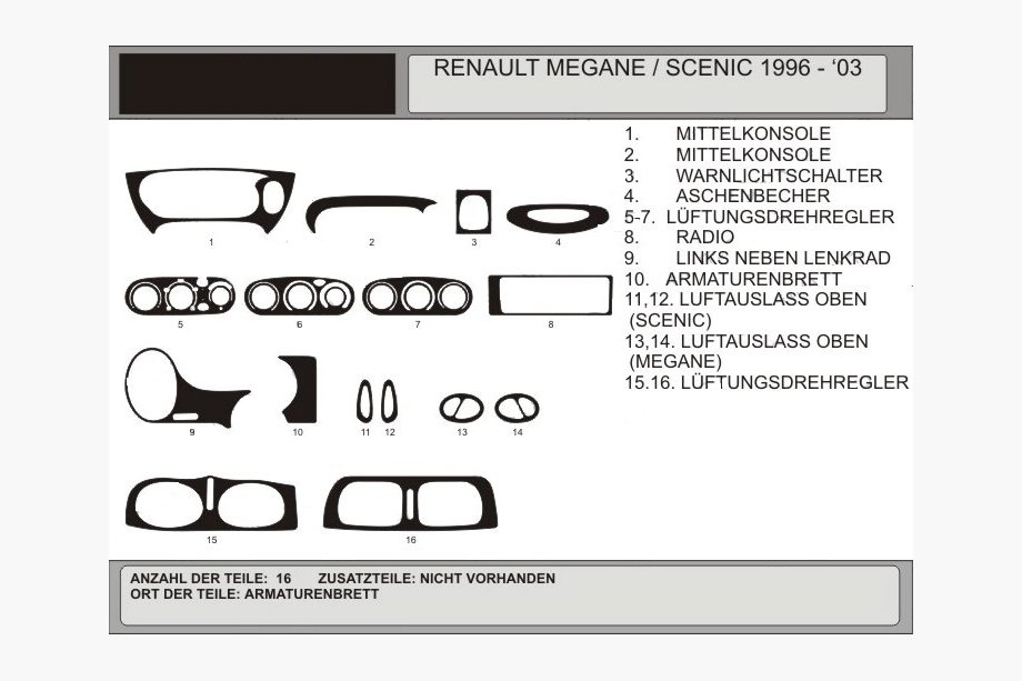 Renault Megane I 1996-2004 Dashboard Trim 1996-2003 (Hartman, Poland) Image