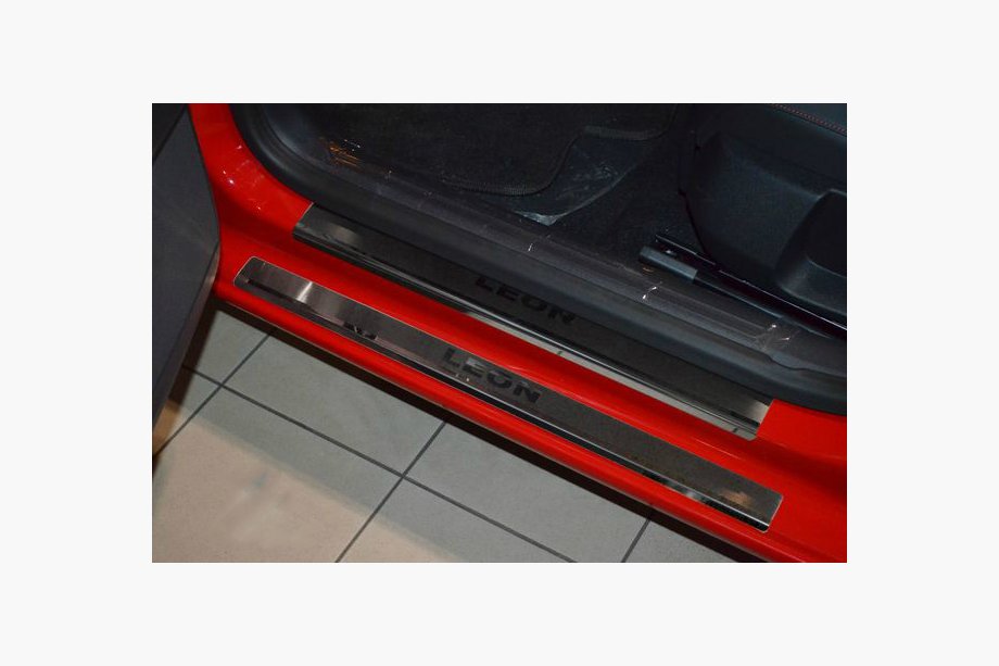 Seat Leon 2013-2020 Door Sill Covers Nataniko (8 pcs, Stainless Steel) Standard - Lohmann Tape, 0.5 mm Image