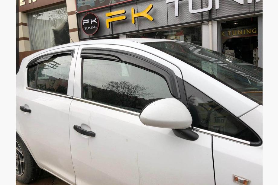 Opel Corsa D 2007-2014 Exterior window trim stainless steel (4 pcs) OmsaLine - Italian Stainless Steel Image
