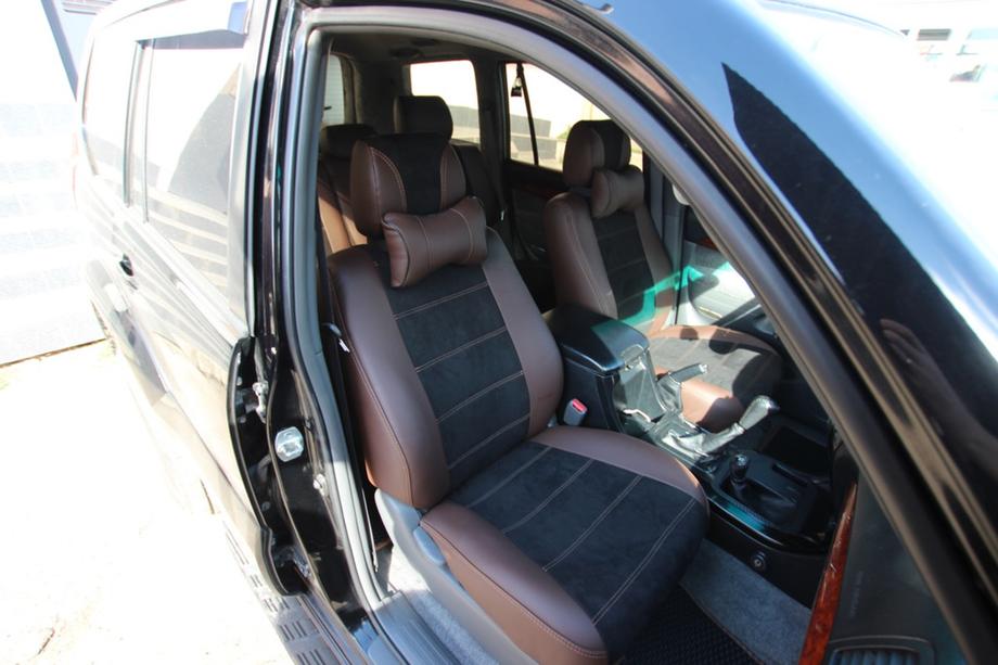 Toyota Land Cruiser Prado 120 2002-2009 Car seat covers eco-leather+fabric+alcantara Antara A088 (full interior) Photo 3