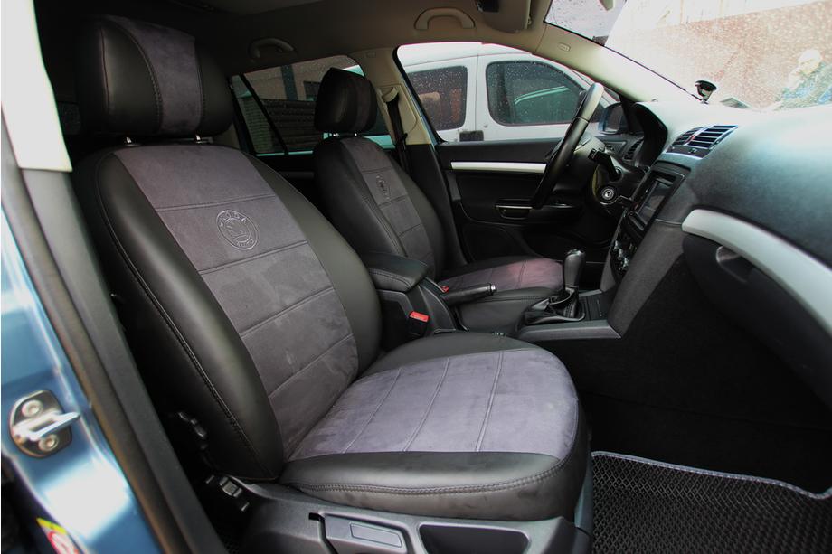 Skoda Octavia II A5 2006-2010 Car seat covers eco-leather+fabric+alcantara Antara A001 (full interior) Photo 1