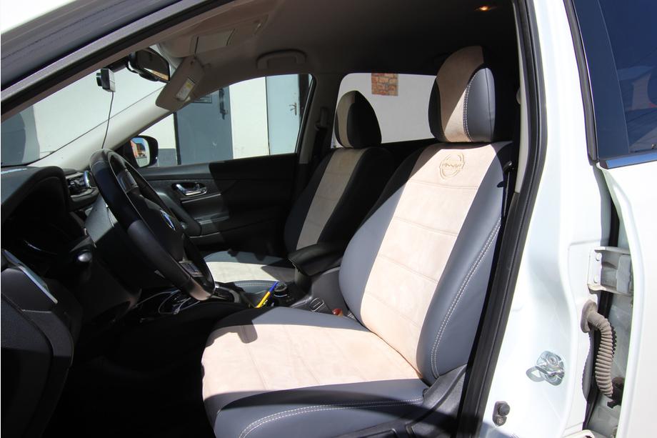 Nissan X-trail T32/Rogue 2014-2021 Car Seat Covers Eco Leather+Fabric+Alcantara Antara A0013 (Full Set) Photo 11
