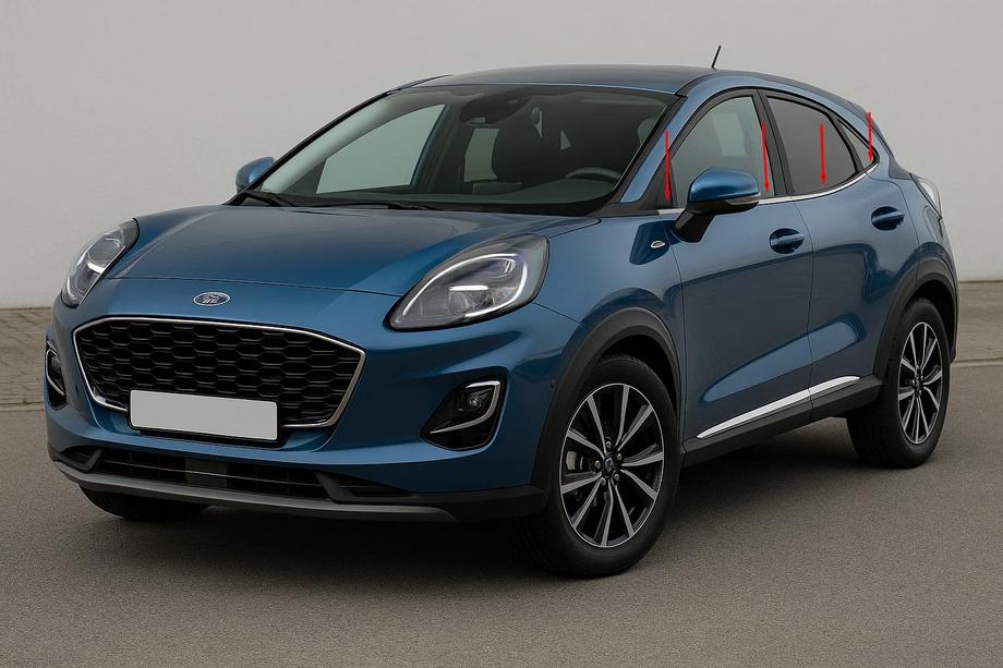 Ford Puma 2019- Window Lower Trim Stainless Steel (8 pcs) Image