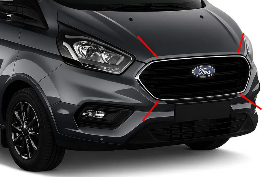 Ford Custom 2013-2022 Chrome Trim for Front Grille 2018+ (4 pcs, Stainless Steel) Image