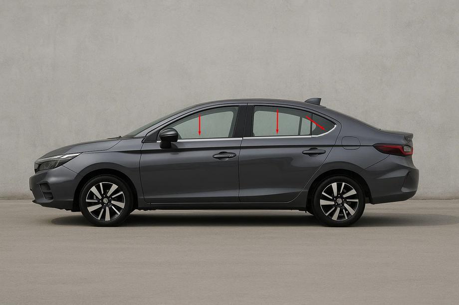 Honda City 2021- Window Trim SD (6 pcs, Stainless Steel) Image