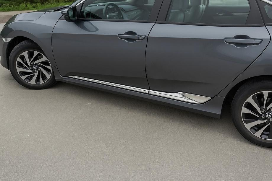 Honda Civic Sedan X 2016-2021 Door Mouldings V2 (4 pcs, Stainless Steel) Image