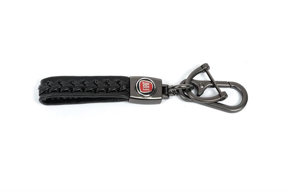 Fiat Leather Keychain V2 with Fiat Logo Image