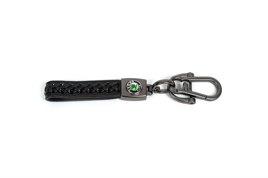 Skoda Leather Keychain V2 with Skoda Logo Image
