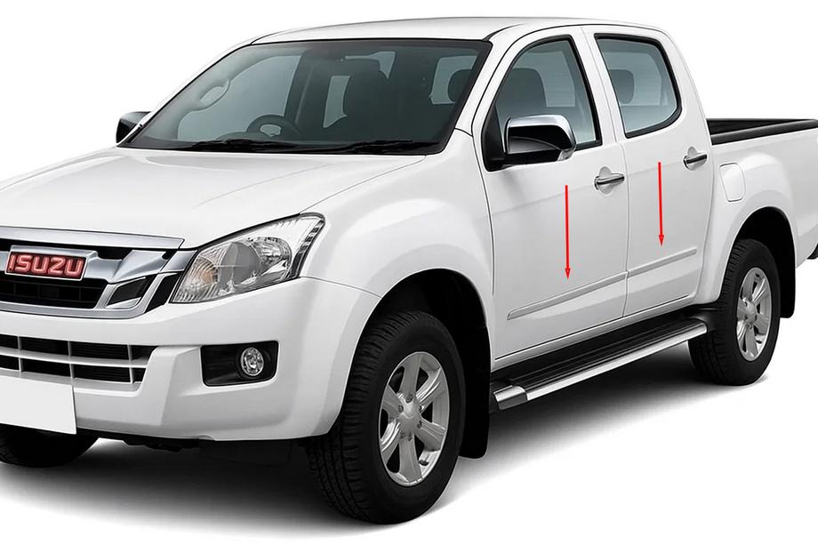 Isuzu D-Max 2011-2019 Door Mouldings OmsaLine Stainless Steel Image