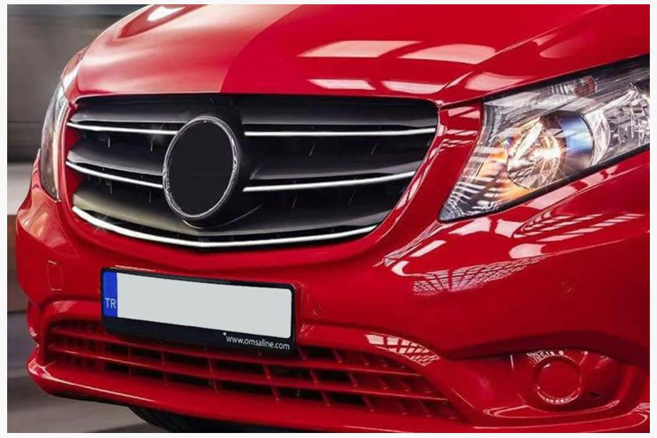 Mercedes Vito/V-class W447 2014- Chrome Grille Covers 2020+ (5 pcs, Stainless Steel) Carmos - Turkish Stainless Steel Image