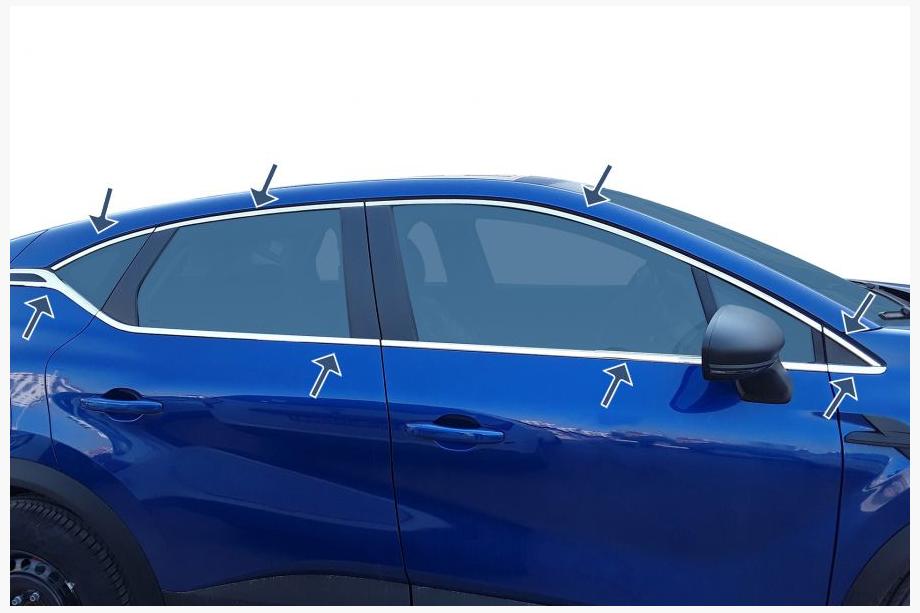 Renault Captur 2019- Full Window Trim Set (16 pcs, Stainless Steel) Image
