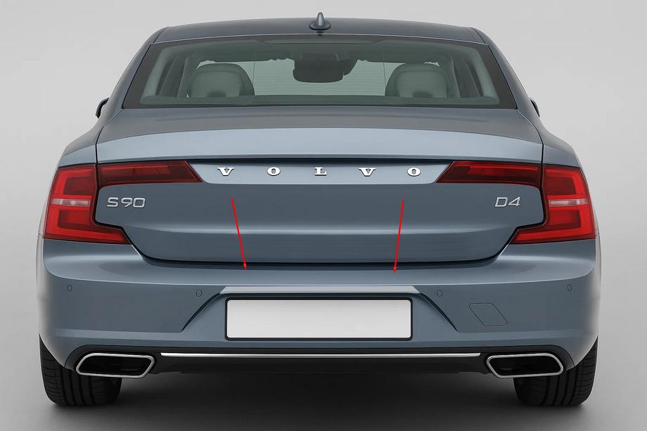 Volvo S90/V90 2016- Chrome trim above license plate (for S90, stainless steel) Image