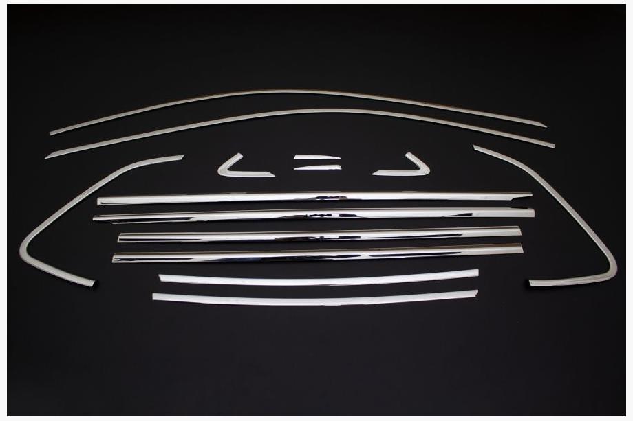 Volkswagen Polo 2017- Full window trim set (14 pcs, stainless steel) Photo 2