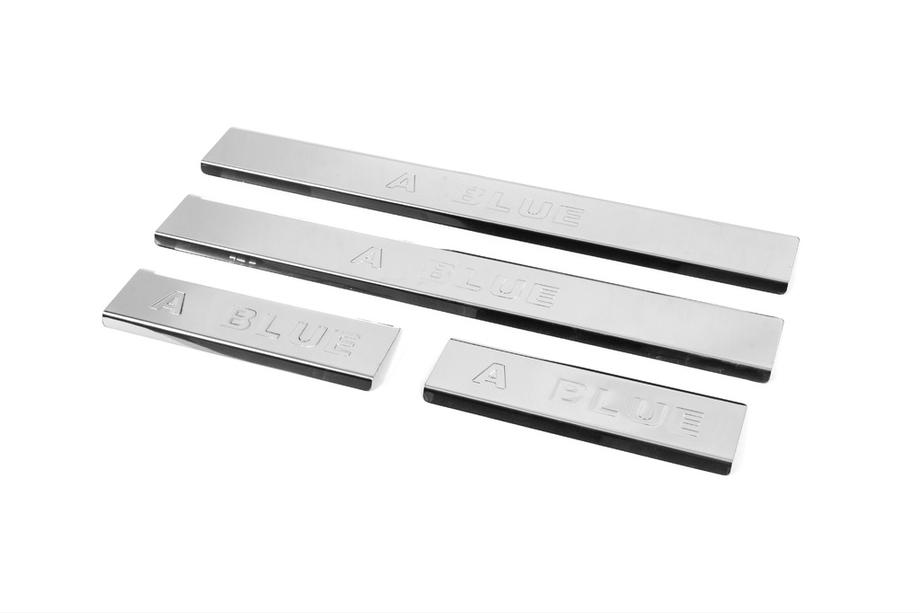 Hyundai Accent 2011-2017 Door Sill Protectors Carmos Blue V2 (4 pcs, Stainless Steel) Image