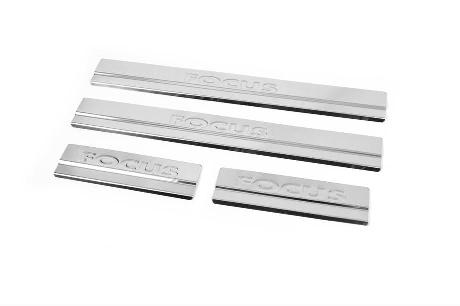 Ford Focus III 2011-2017 Stainless Steel Door Sill Protectors Carmos V2 (4 pcs) Photo 2