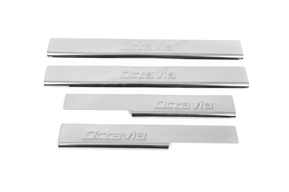 Skoda Octavia III A7 2013-2019 Stainless Steel Door Sill Protectors Carmos V2 (4 pcs) Photo 2