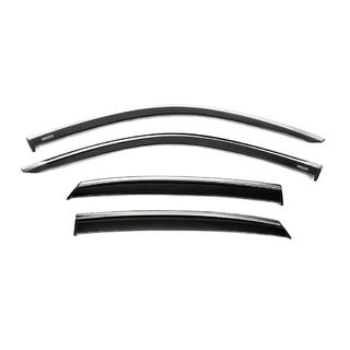 Window deflectors with chrome trim (4 pcs, Niken) Honda Civic Sedan 2021- photo 1