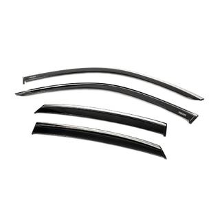Window deflectors with chrome trim (4 pcs, Niken) Honda Civic Sedan 2021- photo 2
