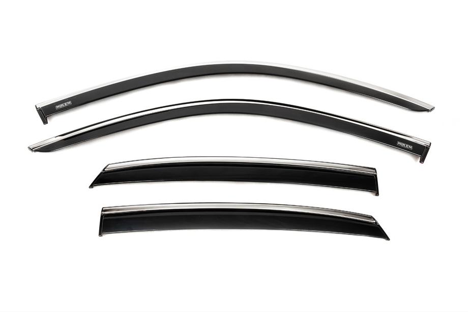 Honda Civic Sedan 2021- Window deflectors with chrome trim (4 pcs, Niken) Image