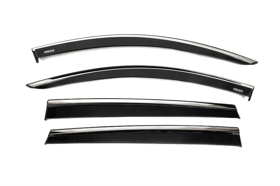 Hyundai Santa Fe 4 2018-2023 Window deflectors with chrome trim (4 pcs, Niken) Image