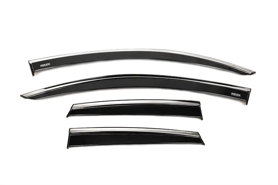 Opel Crossland X 2017-2024 Window deflectors with chrome trim (4 pcs, Niken) Image