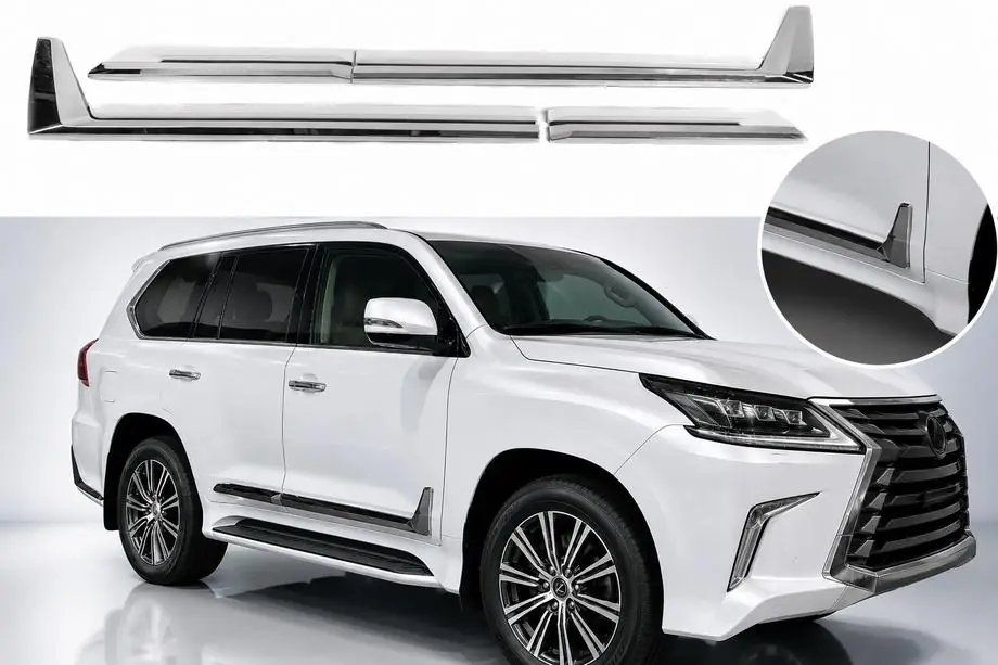 Lexus LX 500d/600 2022- F-Sport Door Moldings White+Chrome (4 pcs, ABS) Image