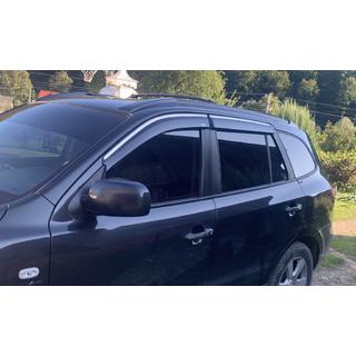 Window deflectors with chrome trim (4 pcs, Niken) Hyundai Santa Fe 2 2006-2012 photo 1