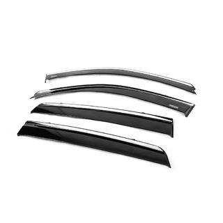 Window deflectors with chrome trim (4 pcs, Niken) Hyundai Santa Fe 2 2006-2012 photo 3