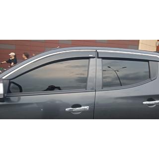 Window deflectors with chrome trim (4 pcs, Niken) Fiat Fullback 2016- photo 1