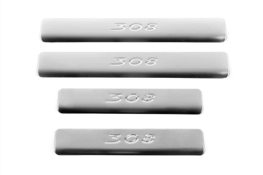 Peugeot 308 2007-2013 Door Sill Covers (Omsa, 4 pcs, Stainless Steel) Photo 2