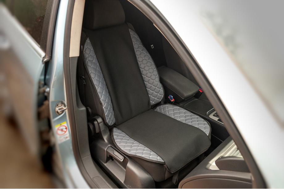 Car Seat Cover ECO and Fabric (1 pc, Grey with grey stitching + fabric) Image