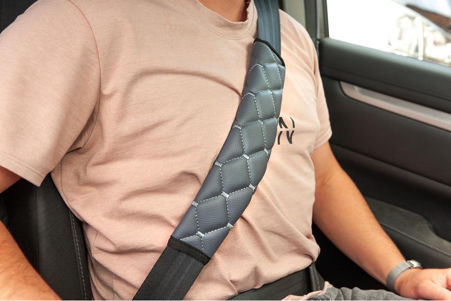 Seat Belt Pads ECO (2 pcs, Grey with Grey Stitching) Photo 3