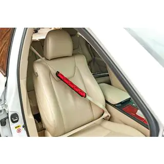 Seat Belt Pads ECO (2 pcs, Red with Black Stitching) photo 2