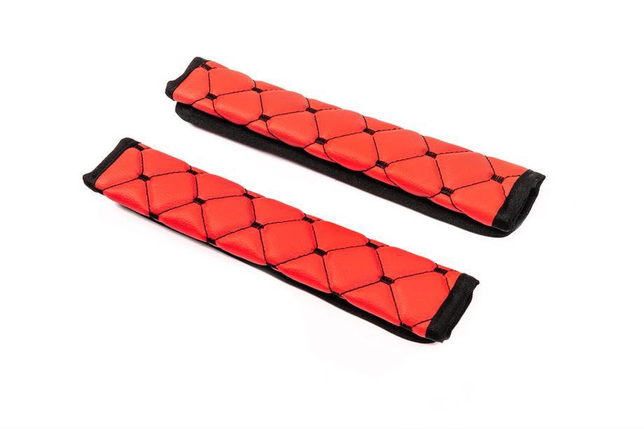 Seat Belt Pads ECO (2 pcs, Red with Black Stitching) Photo 4