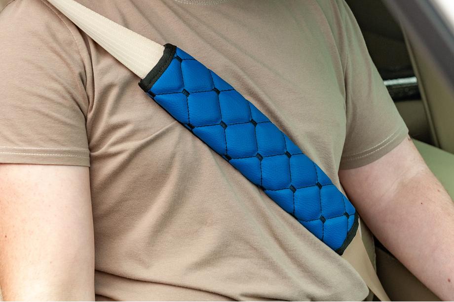 Seat Belt Pads ECO (2 pcs, Blue with Black Stitching) Photo 1