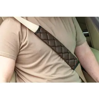 Seat Belt Pads ECO (2 pcs, Brown with Black Stitching) photo 1