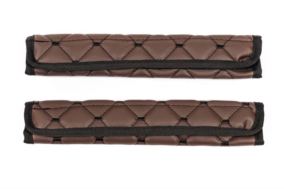 Seat Belt Pads ECO (2 pcs, Brown with Black Stitching) Photo 5