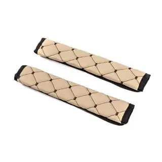 Seat Belt Pads ECO (2 pcs, Beige with Black Stitching) photo 3