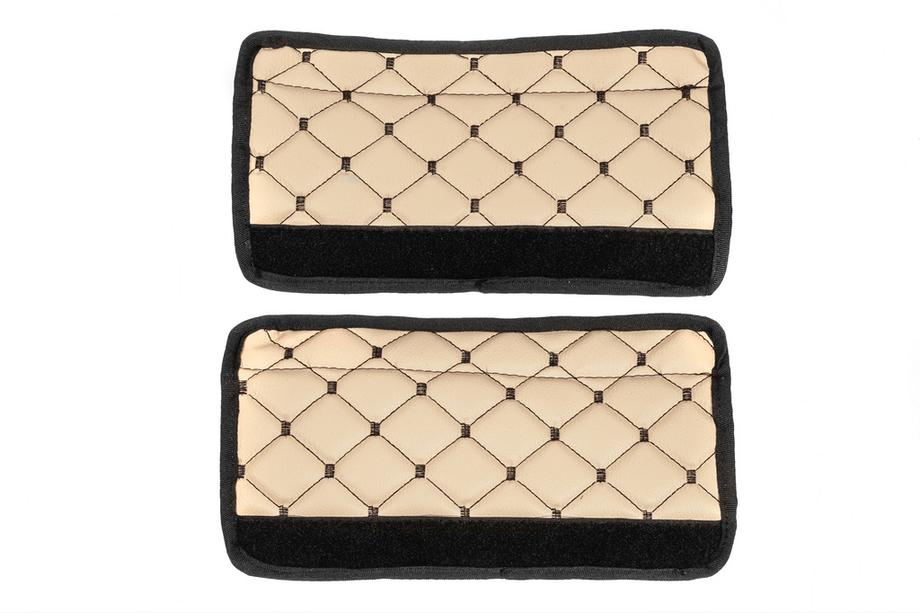 Seat Belt Pads ECO (2 pcs, Beige with Black Stitching) Photo 6