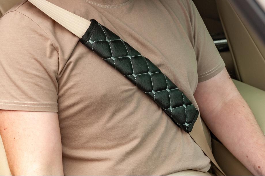 Seat Belt Pads ECO (2 pcs, Black with Grey Stitching) Photo 1