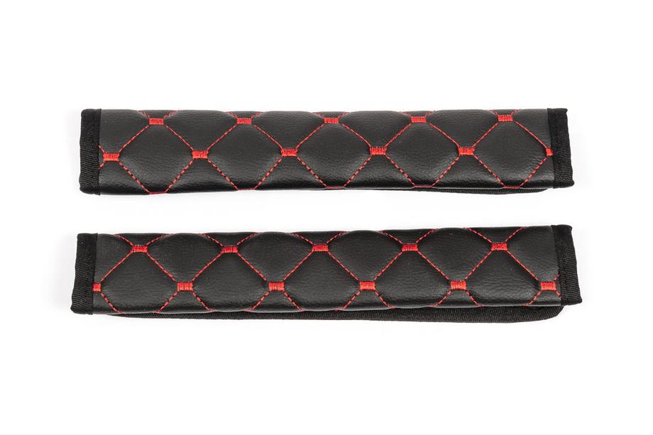 Seat Belt Pads ECO (2 pcs, Black with Red Stitching) Photo 4