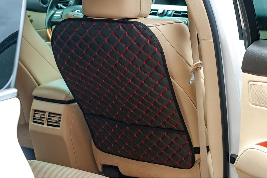 Car Seat Back Organizer ECO (1 pc, Black with Red Stitching) Photo 1