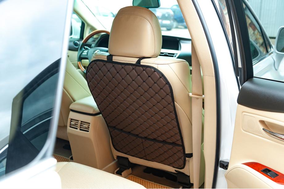 Car Seat Back Organizer ECO (1 pc, Brown with Black Stitching) Photo 1