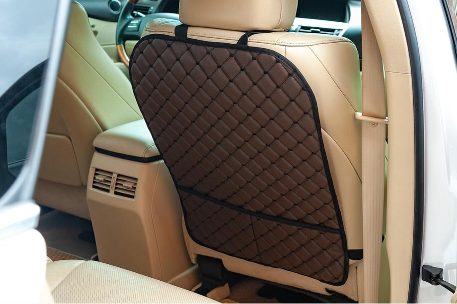 Car Seat Back Organizer ECO (1 pc, Brown with Black Stitching) Photo 2