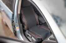 Car Seat Cover ECO and Fabric (1 pc, Black with Red Stitching + Fabric) photo 1