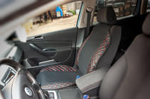 Car Seat Cover ECO and Fabric (1 pc, Black with Red Stitching + Fabric) photo 2