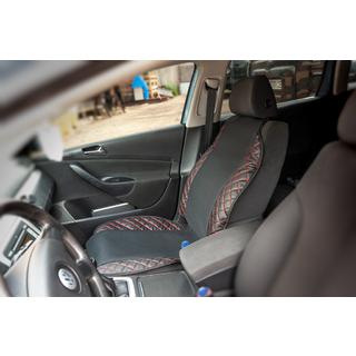 Car Seat Cover ECO and Fabric (1 pc, Black with Red Stitching + Fabric) photo 2